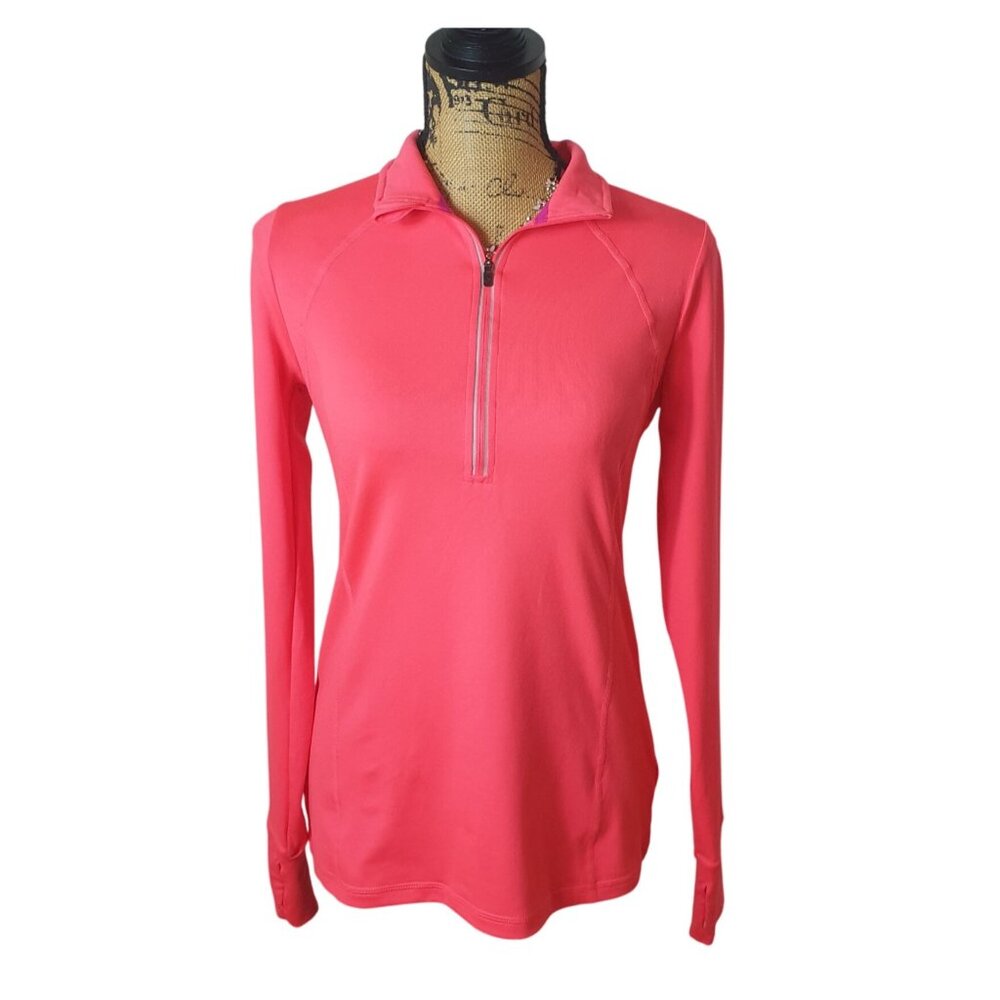 Xersion Womens Running Pullover S Pink 1/4 Zip Long Sleeve Semi Fit Sporty